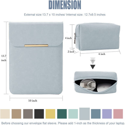 13.3-14 Inch Laptop Sleeve Case Faux Suede Leather for 13.3 13.5 13.6 14 Inches Macbook Air Pro Retina 13"-14" Surface Pro with Pouch