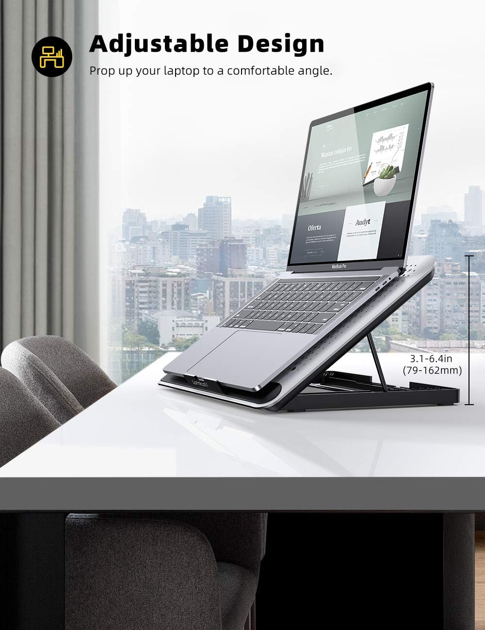 Laptop Cooler,  Laptop Cooling Pad : Portable Height Adjustable Laptop Cooling Fan Stand Holder Riser