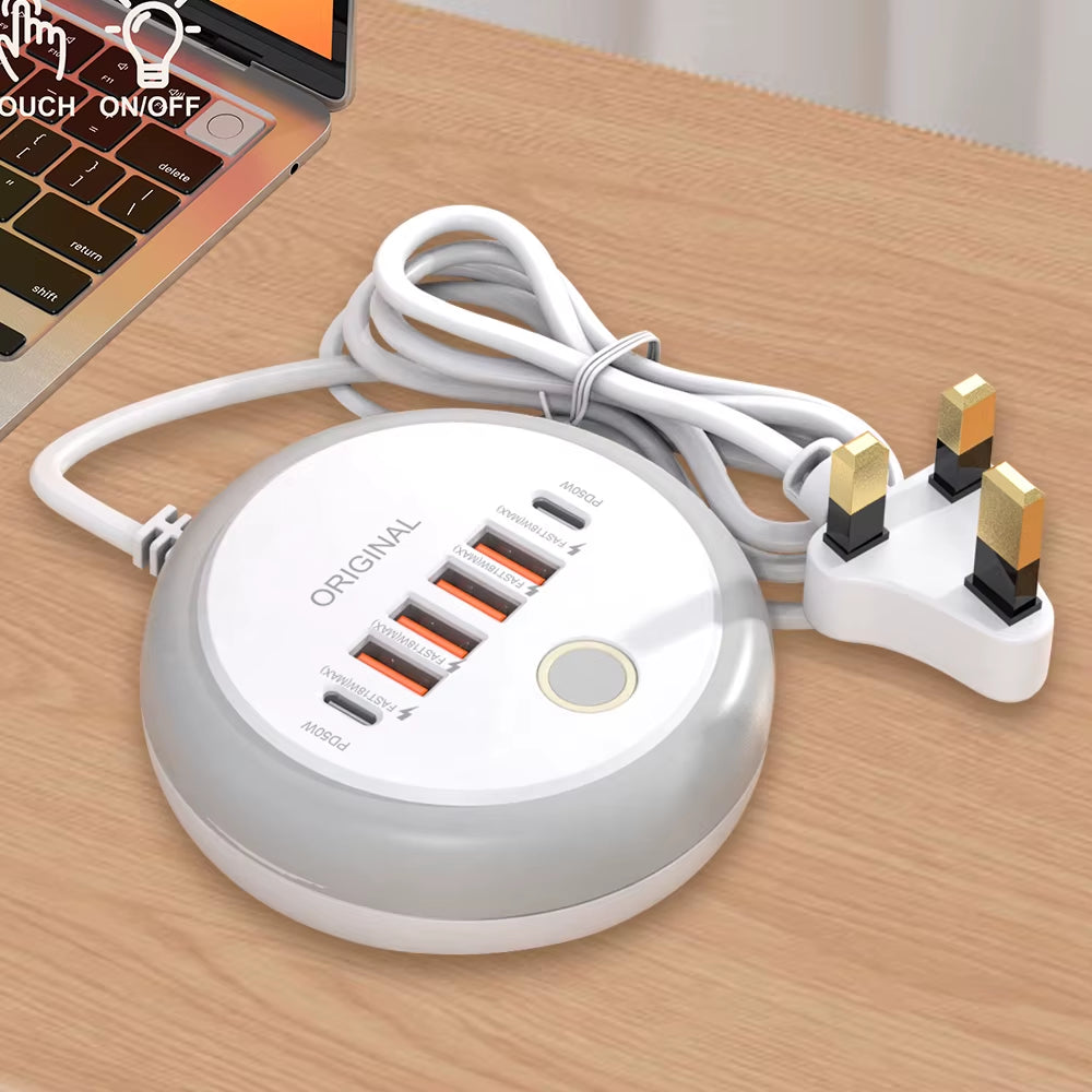 50W USB PD Charger 6 Ports Fast Charging Travel Charger for Iphone Samsung Xiaomi Phone Adapter Quick Charge3.0 Charging Station