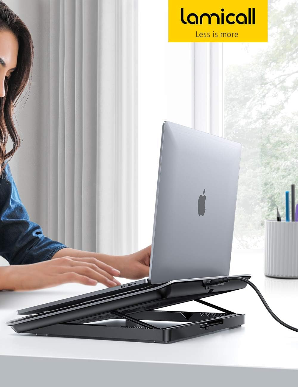 Laptop Cooler,  Laptop Cooling Pad : Portable Height Adjustable Laptop Cooling Fan Stand Holder Riser